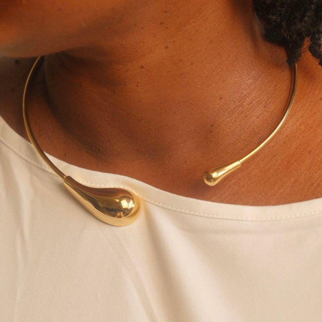 Parure « Goutte d’Or » – Collier, Bracelet & Bague
